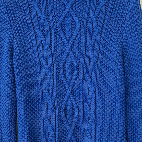 Lauren Ralph Lauren cable knit roll neck turtleneck sweater preppy royal blue M - Picture 13 of 13